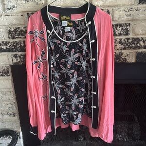 Bob Mackie 1X silk top. Wearable art 2 piece set.